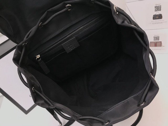 Gucci雙肩包 510336 古馳雙G印花尼龍布拼皮抽帶雙肩背包 Gucci書包 男女同款  gqy3685